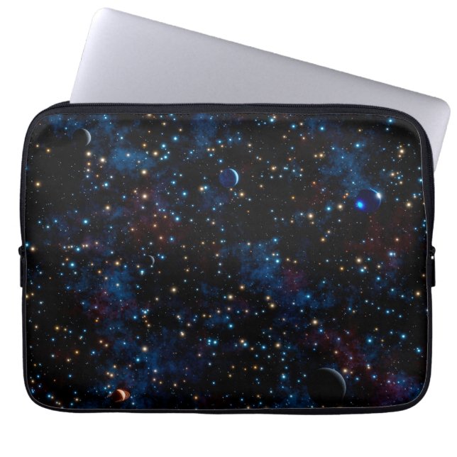 Starry night sky with stars and planets laptop sleeve (Front)