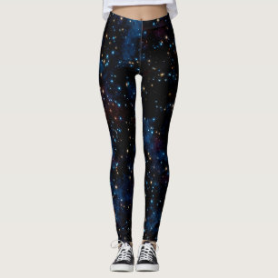 Starry night sky with stars and planets leggings