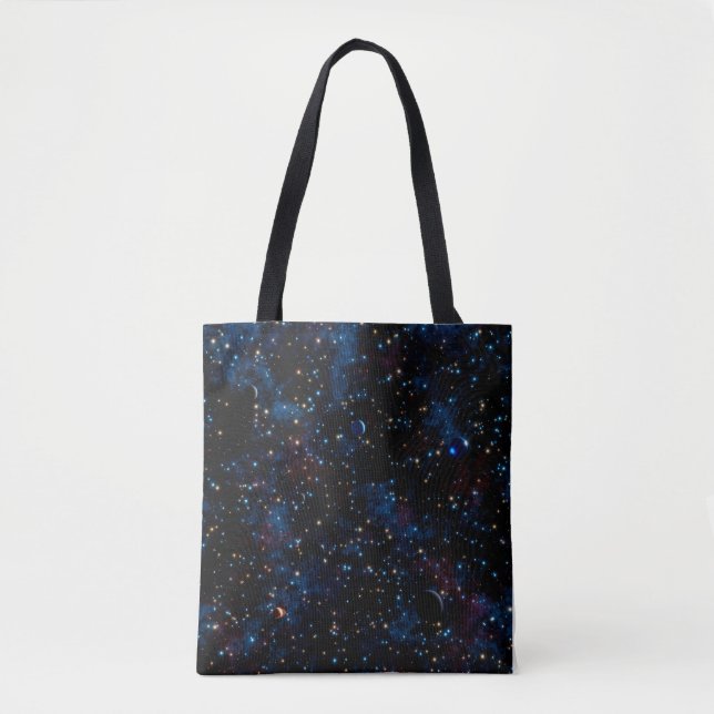 Starry night sky with stars and planets tote bag (Front)