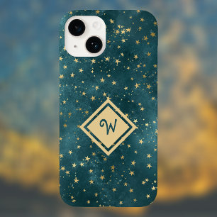 Starry Night Space Design with Gold Monogram Case-Mate iPhone 14 Case