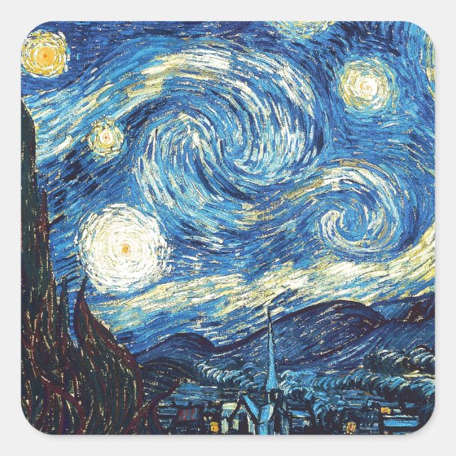 Starry Night Square Sticker (Front)