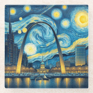 Starry Night St. Louis Missouri Glass Coaster