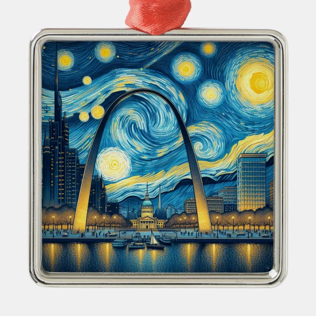 Starry Night St. Louis Missouri Metal Ornament (Front)