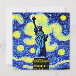 Starry Night Statue Of Liberty New York