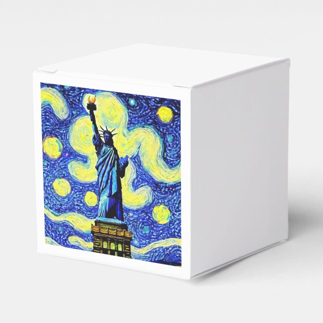Starry Night Statue Of Liberty New York Favour Box (Front Side)