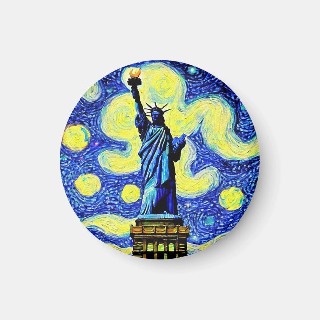 Starry Night Statue Of Liberty New York Magnet (Front)