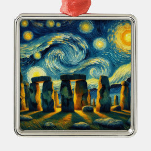 Starry Night Stonehenge Metal Ornament