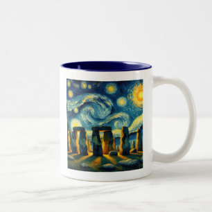 Starry Night Stonehenge Two-Tone Coffee Mug