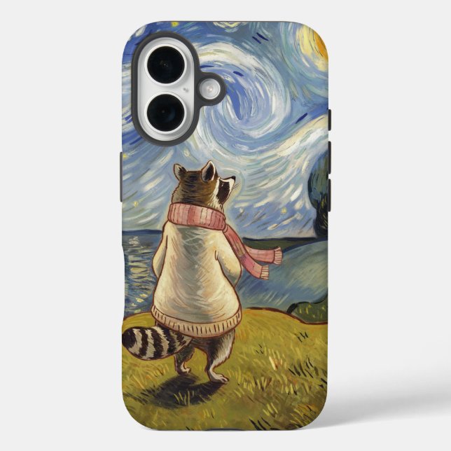 Starry Night Stroll  – Cosy Racoon Art Case-Mate iPhone Case (Back)