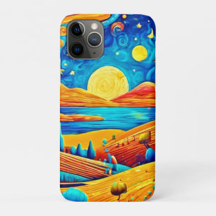 Starry Night Surrealism Cartoon Art iPhone 11 Pro Case