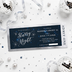 Starry Night Sweet Sixteen Ticket Invitation