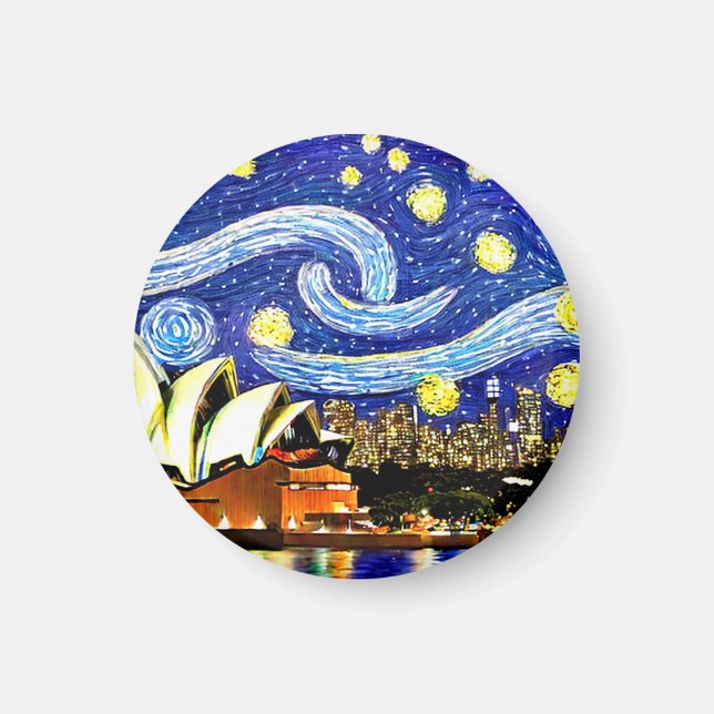 Starry Night Sydney Australia Opera House Magnet (Front)