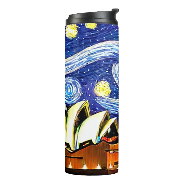 Starry Night Sydney Australia Opera House Thermal Tumbler (Rotated Left)