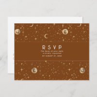 Starry Night Terracotta and Gold Wedding RSVP