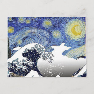 Starry Night, The Wave, Fine Art Parody Postcard