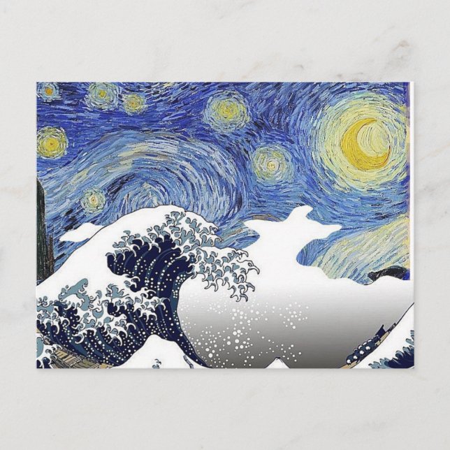 Starry Night, The Wave, Fine Art Parody Postcard (Front)