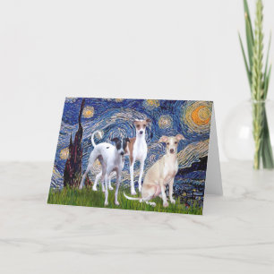 Starry Night - Three Italian Greyhounds Card