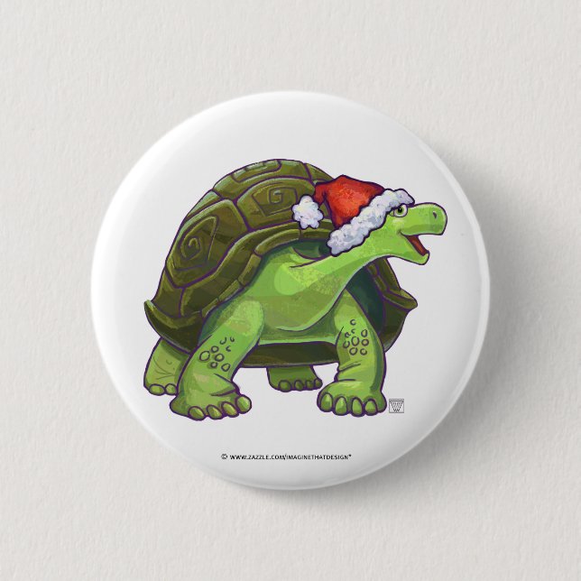 Starry Night Tortoise Christmas 6 Cm Round Badge (Front)