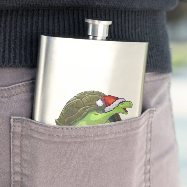 Starry Night Tortoise Christmas Hip Flask (In Situ)