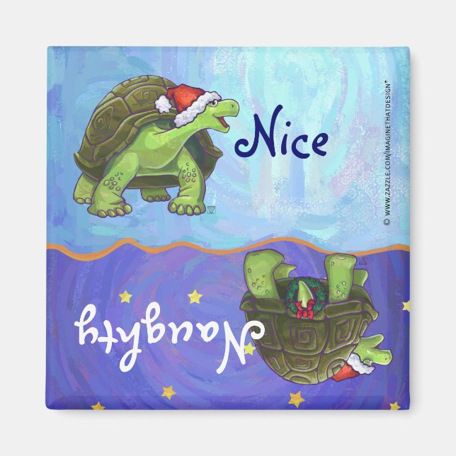 Starry Night Tortoise Christmas Magnet (Front)