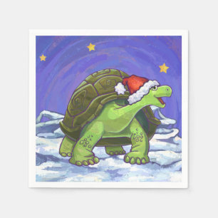 Starry Night Tortoise Christmas Napkin