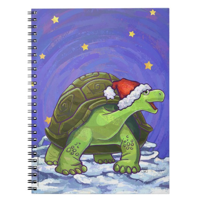 Starry Night Tortoise Christmas Notebook (Front)
