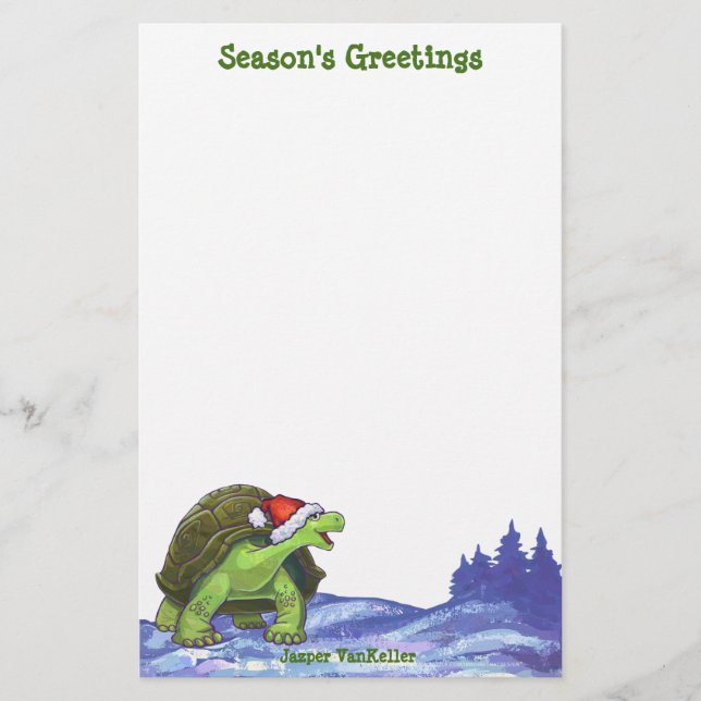 Starry Night Tortoise Christmas Stationery (Front)