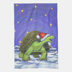 Starry Night Tortoise Christmas Tea Towel