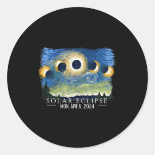 Starry Night Total Solar Eclipse 2024 American Tot Classic Round Sticker