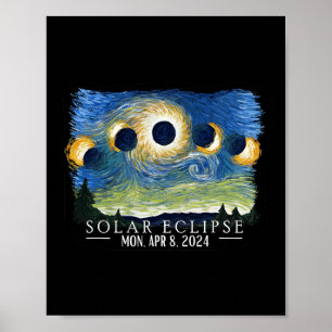 Starry Night Total Solar Eclipse 2024 American Tot Poster