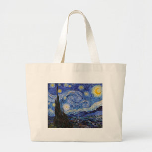Starry Night: Town Saint Remy by Vincent Van Gogh Large Tote Bag
