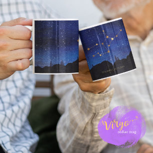 Starry Night Trees Gold Virgo Zodiac Constellation Coffee Mug