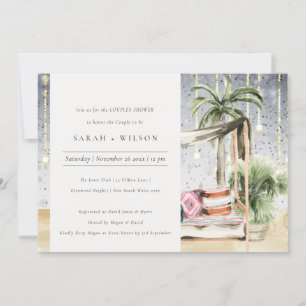 Starry Night Tropical Cabana Couples Shower Invite