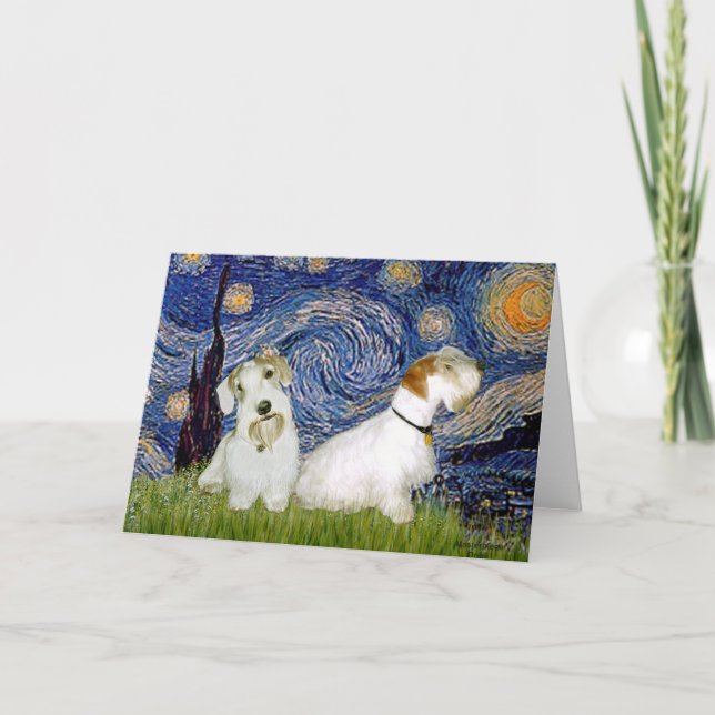 Starry Night - Two Sealyham Terriers Card (Front)
