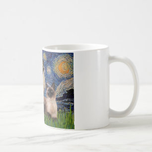 Starry Night - Two Siamese cats (Choc Pt) Coffee Mug