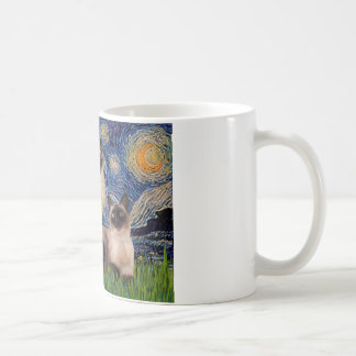 Starry Night - Two Siamese cats (Choc Pt) Coffee Mug
