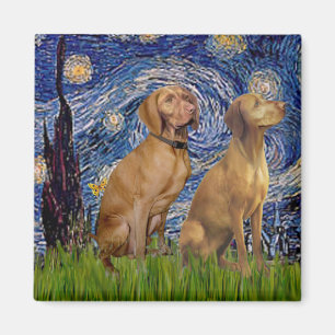 Starry Night - Two Vizslas Magnet