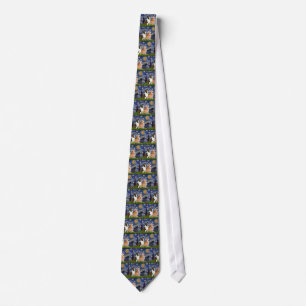 Starry Night - Two Welsh Corgis (C + P) Tie