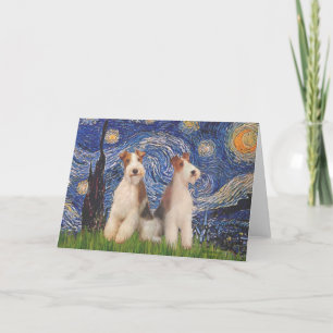 Starry Night - Two Wire Fox Terriers Card