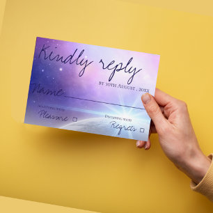 Starry Night Under The Stars Cute Elegant Wedding RSVP Card