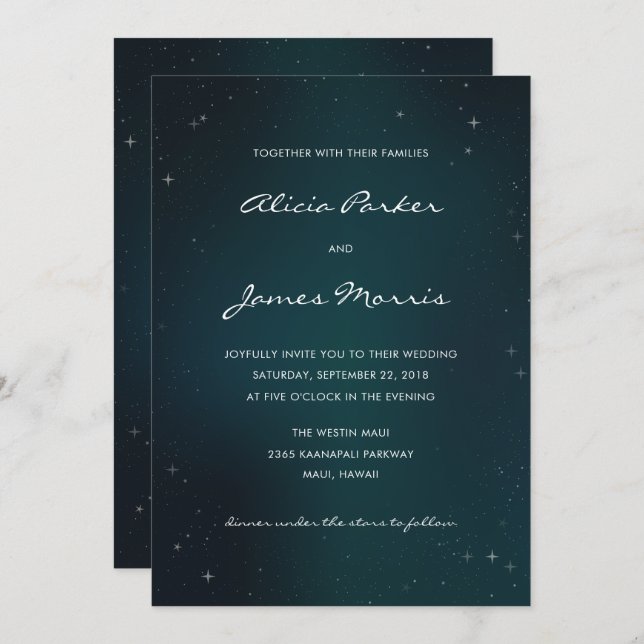 Starry Night - Under The Stars Wedding Invitation (Front/Back)