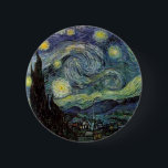 Starry Night - van Gogh 6 Cm Round Badge<br><div class="desc">From the miner's lamp of Nuenen to the one he placed on his window-sill following the scene with Gauguin; from the evening star he noted in 1875 in Corot Olive Orchard to the letter he wrote to his brother in August 1888, in which he said: "Some day or other you...</div>