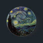 Starry Night - van Gogh 6 Cm Round Badge<br><div class="desc">From the miner's lamp of Nuenen to the one he placed on his window-sill following the scene with Gauguin; from the evening star he noted in 1875 in Corot Olive Orchard to the letter he wrote to his brother in August 1888, in which he said: "Some day or other you...</div>