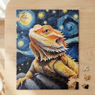 Starry Night Van Gogh Bearded Dragon Art Jigsaw Puzzle
