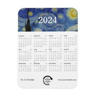 Starry Night Van Gogh Business Logo 2024 Calendar Magnet