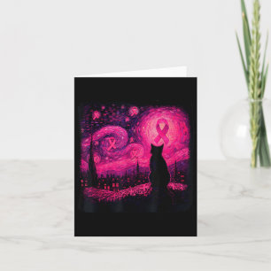 Starry Night Van Gogh Cat Halloween Breast Cancer Card