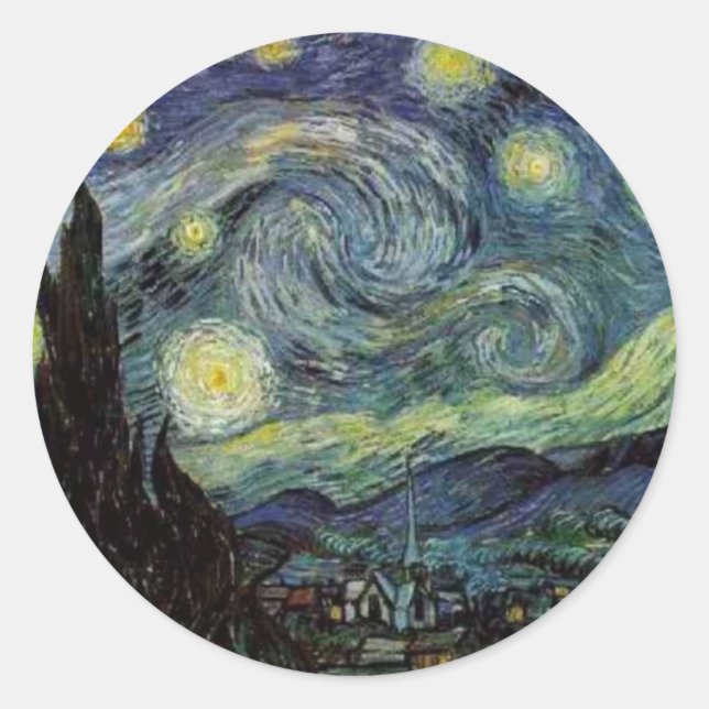 Starry Night - van Gogh Classic Round Sticker (Front)