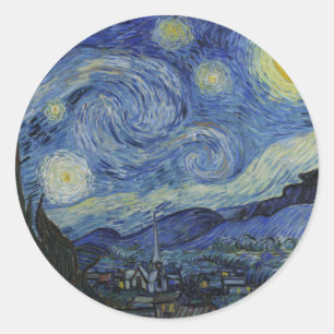 Starry Night & Van Gogh /famous vintage art Classic Round Sticker