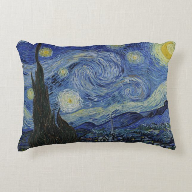 Starry Night & Van Gogh /famous vintage art Decorative Cushion (Front)
