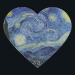Starry Night & Van Gogh /famous vintage art Heart Sticker<br><div class="desc">Stickers (Heart): World of Dutch famous vintage artworks - "The Starry Night" & Vincent van Gogh is an oil on canvas painted in June 1889, it describes the view from the east-facing window of his asylum room at Saint-Rémy-de-Provence, just before sunrise. Van Gogh is post-impressionist painter and the Starry Night...</div>
